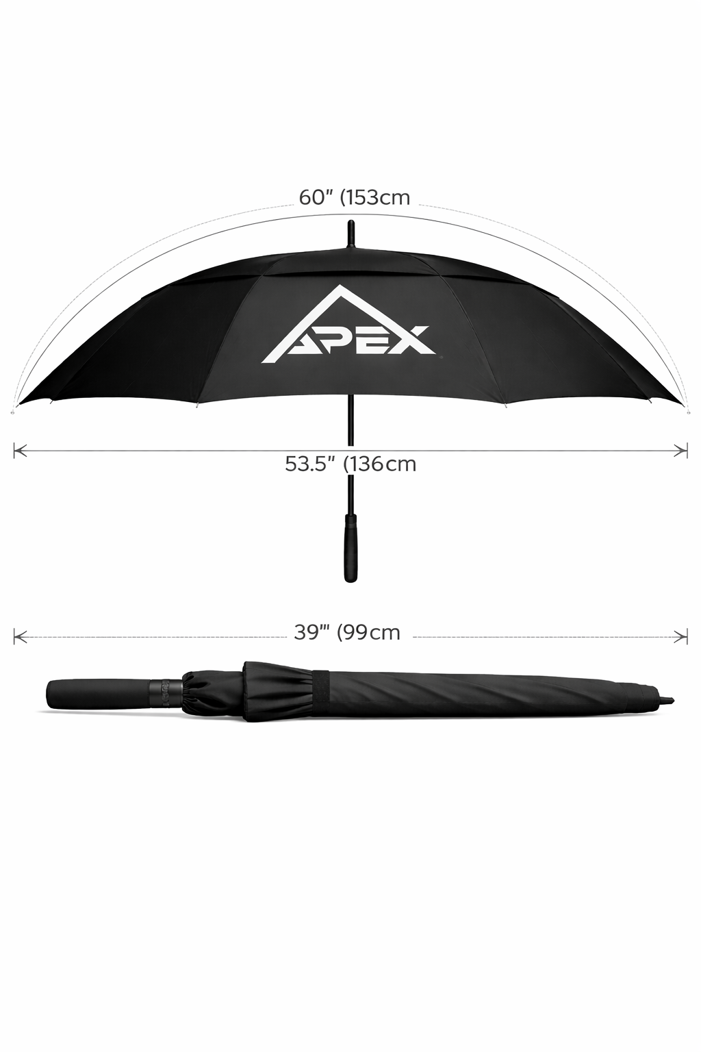 Windproof Golf Umbrella 60” | UV Protection Double Canopy | APEX Golf