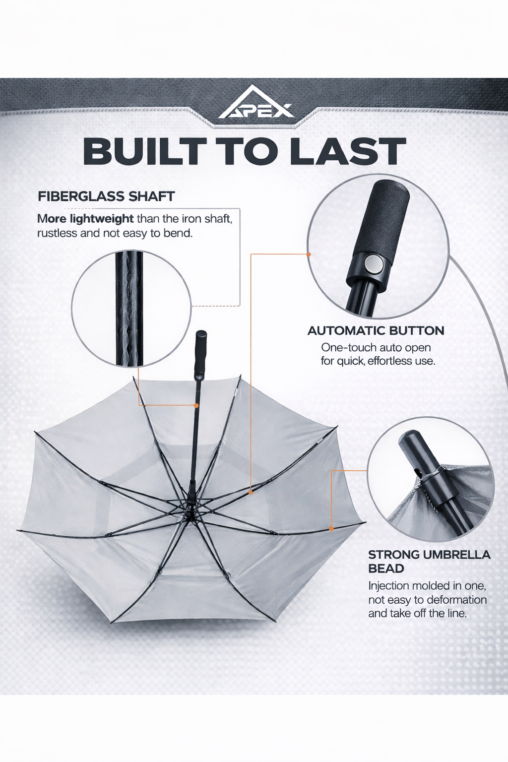 Windproof Golf Umbrella 60” | UV Protection Double Canopy | APEX Golf